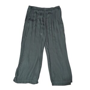 Velvet By Graham Spencer Wide Leg Cropped Pants Elastic Waist Olive Green‎ XL